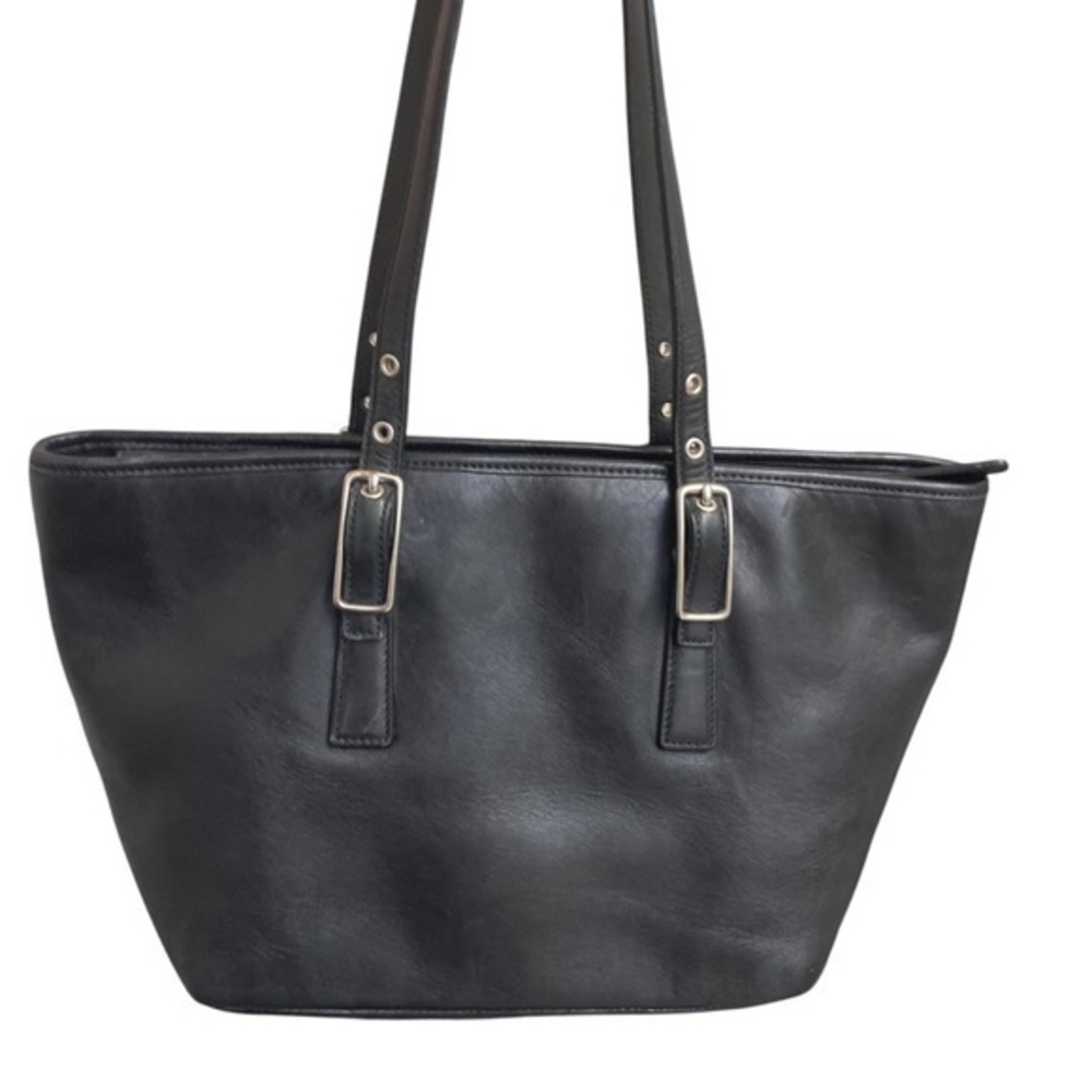 Coach vintage black leather legacy market tote bag 9847